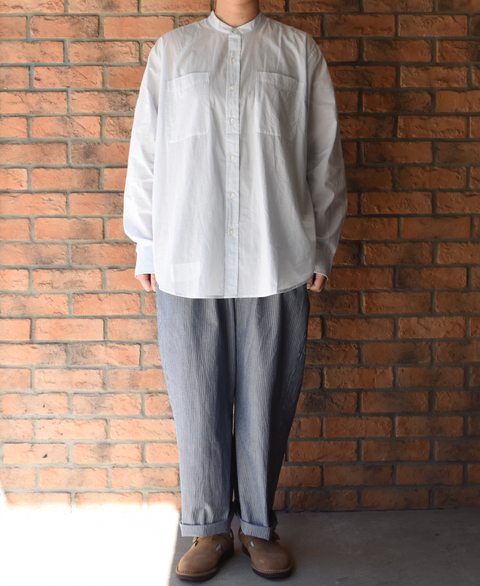 NVL2531CB(シャツ) 60s ORGANIC CAMBRIC BANDED COLLAR L/SL OVERSIZED SHIRT