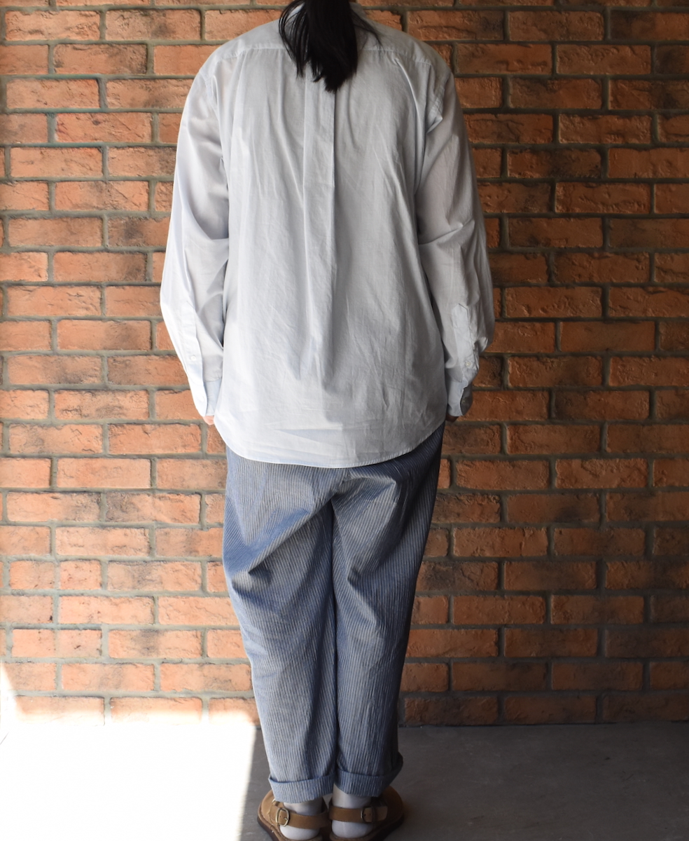 NVL2531CB(シャツ) 60s ORGANIC CAMBRIC BANDED COLLAR L/SL OVERSIZED SHIRT