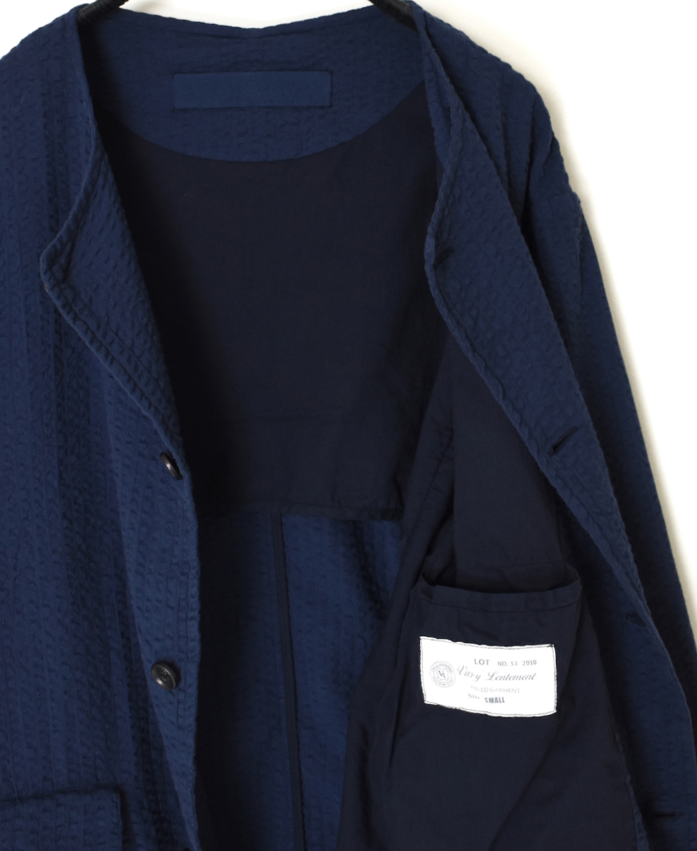 NVL2511SPD(ジャケット) SEERSUCKER PLAIN OVERDYE SIDE VENTS NO COLLAR JACKET