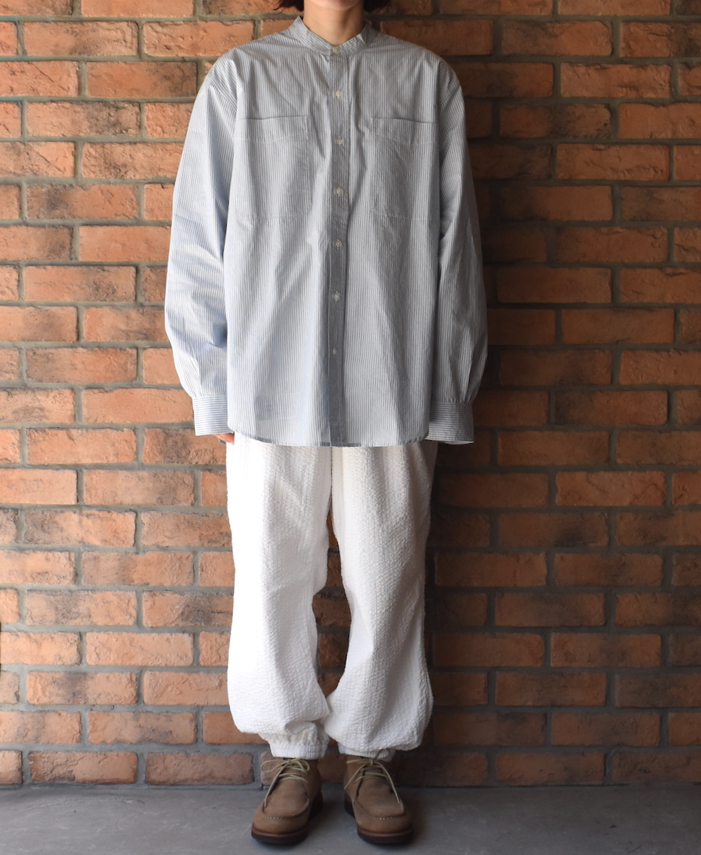 NVL2531(シャツ) 60s ORGANIC CAMBRIC BANDED COLLAR L/SL OVERSIZED SHIRTS