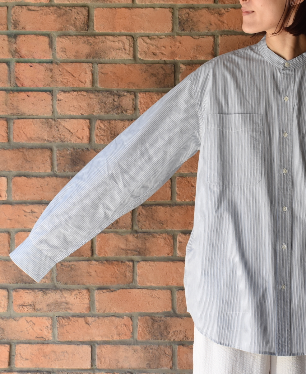 NVL2531(シャツ) 60s ORGANIC CAMBRIC BANDED COLLAR L/SL OVERSIZED SHIRTS