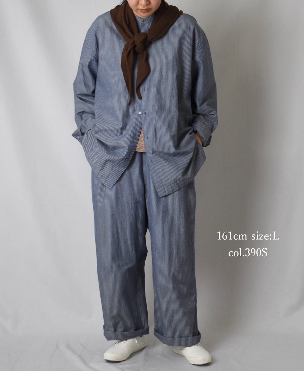 NVL2523(パンツ) POPLIN STRIPE EASY PANTS