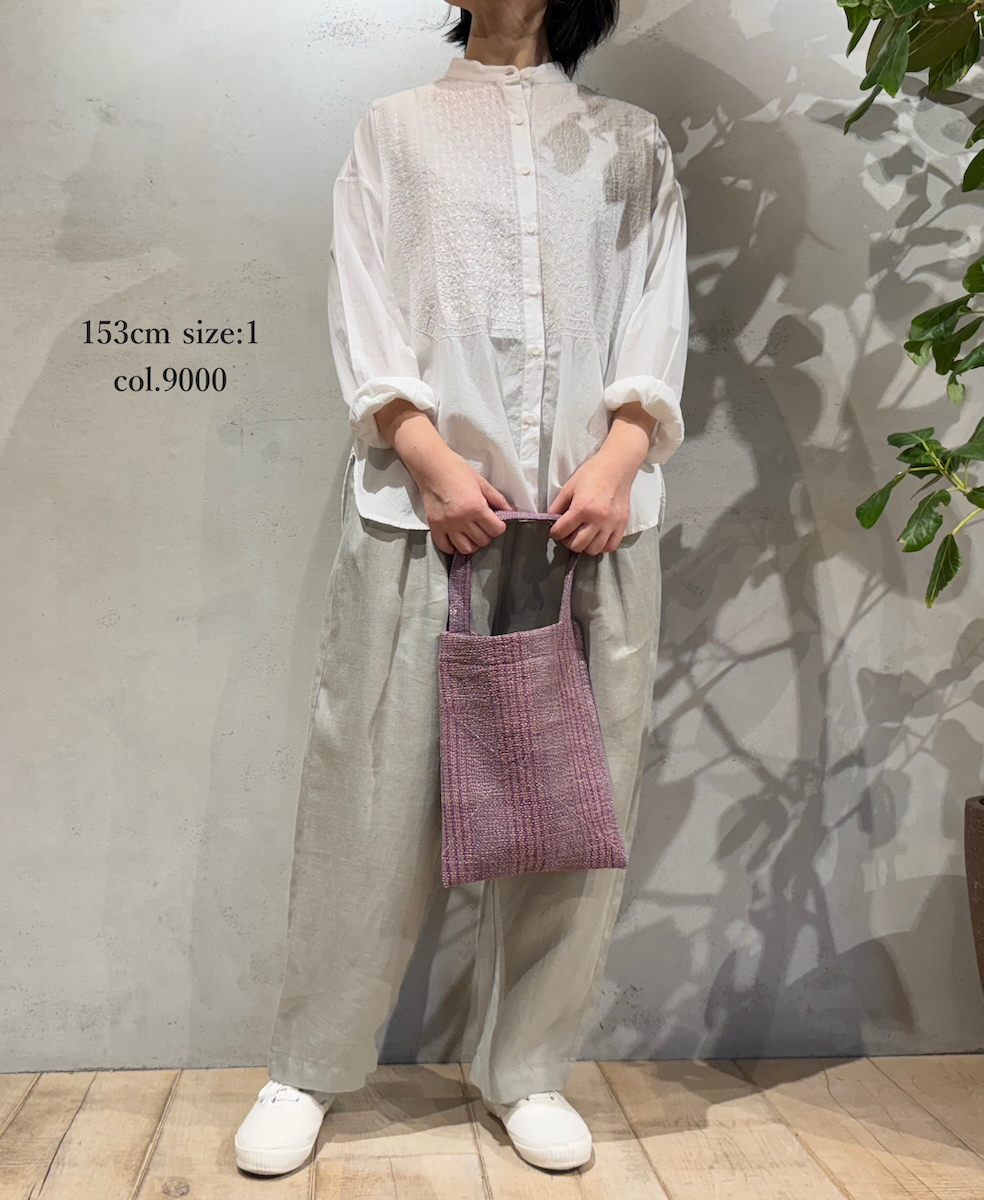 NMDS25201(シャツ) 60s ORGANIC CAMBRIC BANDED COLLAR EMB SHIRT