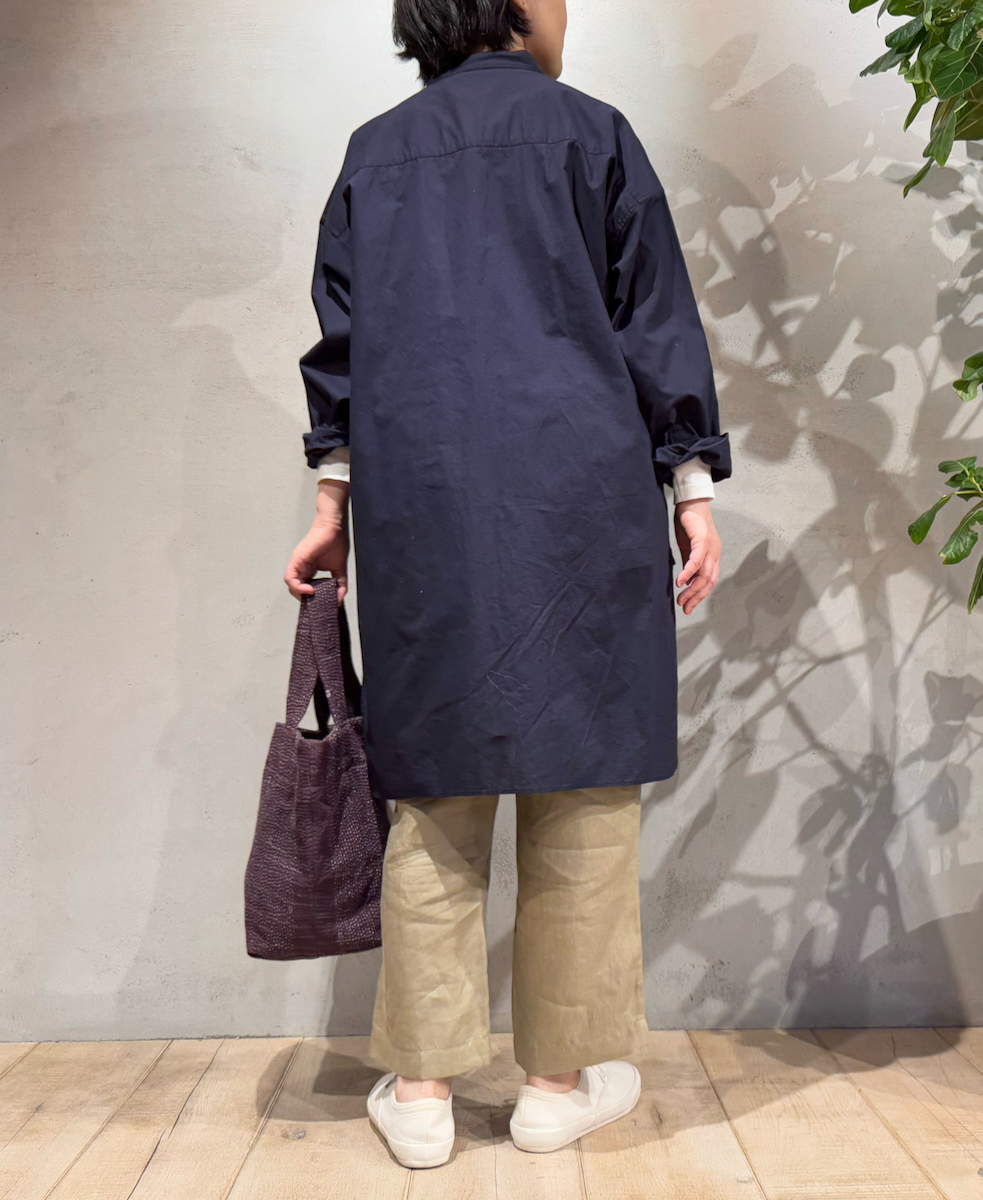 NMDS25204(チュニック) 60s ORGANIC CAMBRIC BANDED COLLAR EMB SHIRT TUNIC