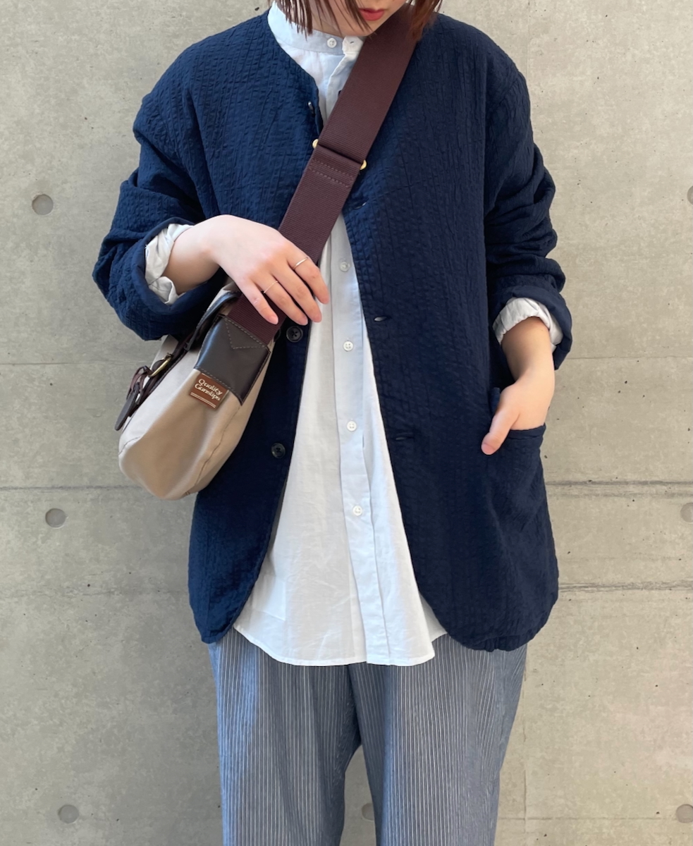NVL2511SPD(ジャケット) SEERSUCKER PLAIN OVERDYE SIDE VENTS NO COLLAR JACKET