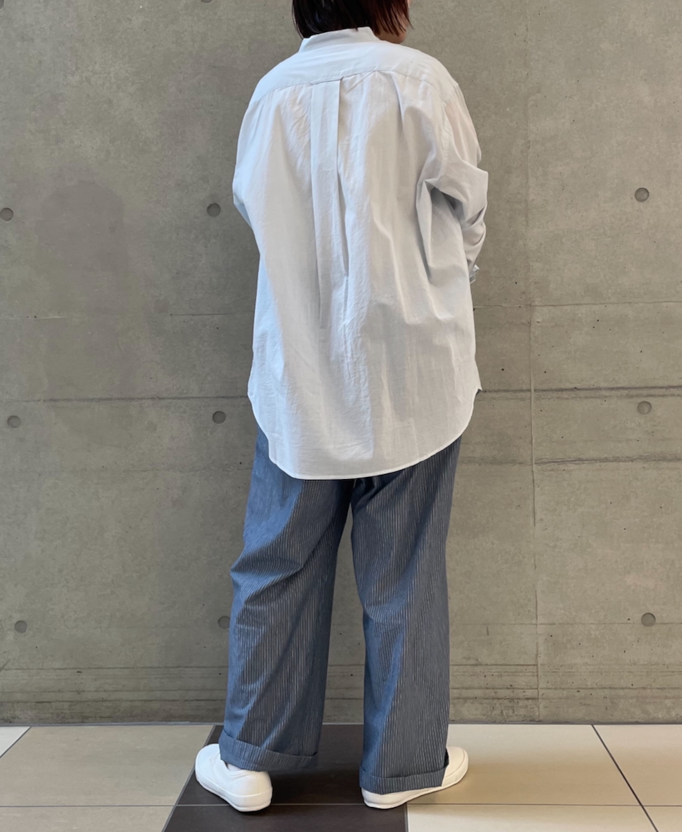 NVL2531CB(シャツ) 60s ORGANIC CAMBRIC BANDED COLLAR L/SL OVERSIZED SHIRT