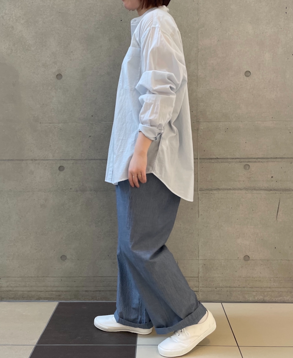 NVL2531CB(シャツ) 60s ORGANIC CAMBRIC BANDED COLLAR L/SL OVERSIZED SHIRT