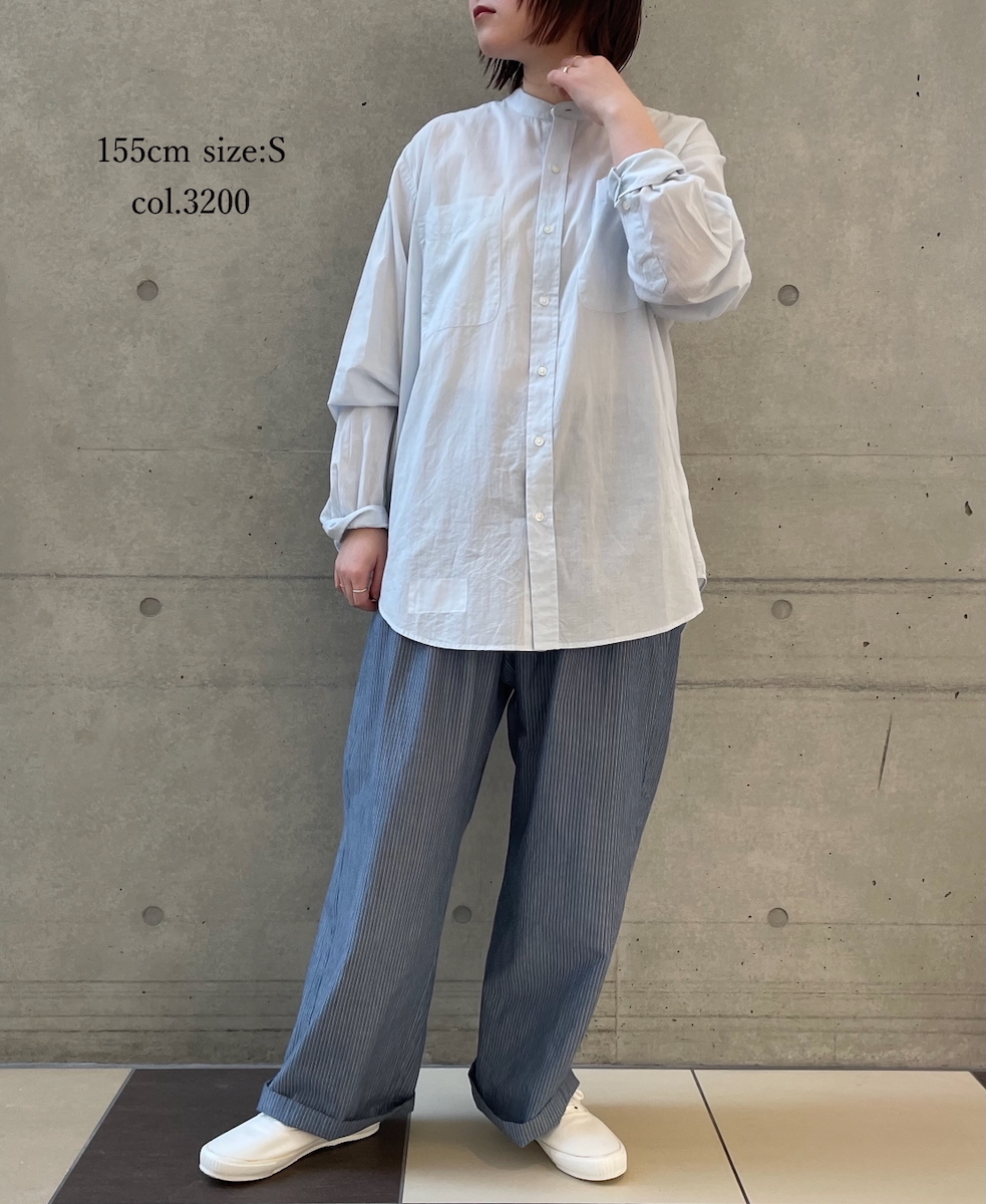 NVL2531CB(シャツ) 60s ORGANIC CAMBRIC BANDED COLLAR L/SL OVERSIZED SHIRT