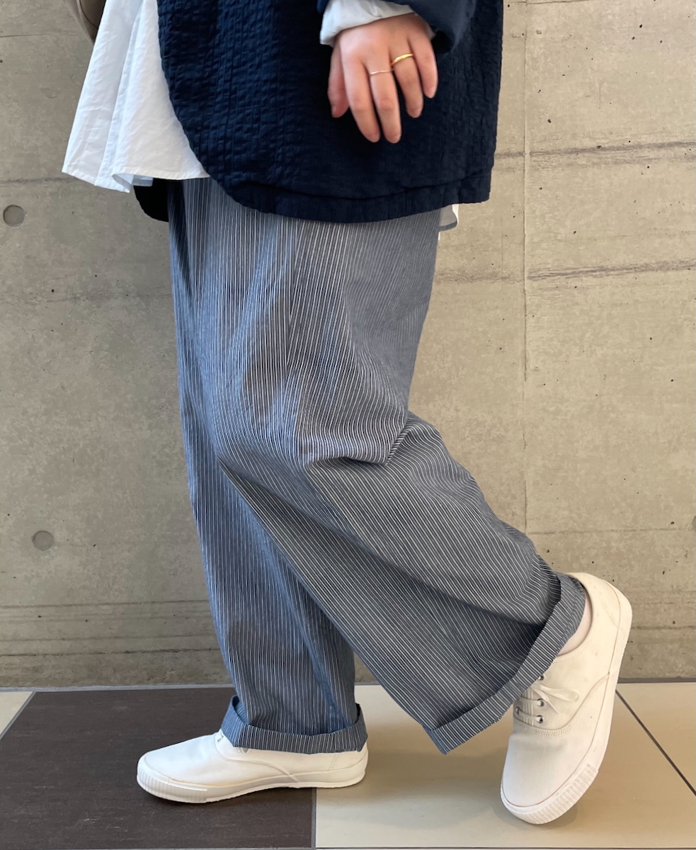NVL2523(パンツ) POPLIN STRIPE EASY PANTS