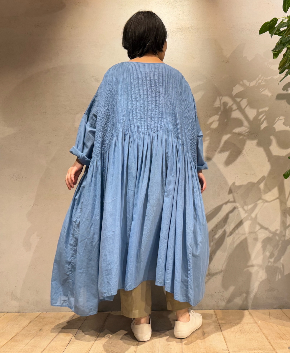 NMDS25212D(ワンピース) 80s ORGANIC STRIPE(OVERDYE) MINI PINTUCK PULLOVER DRESS
