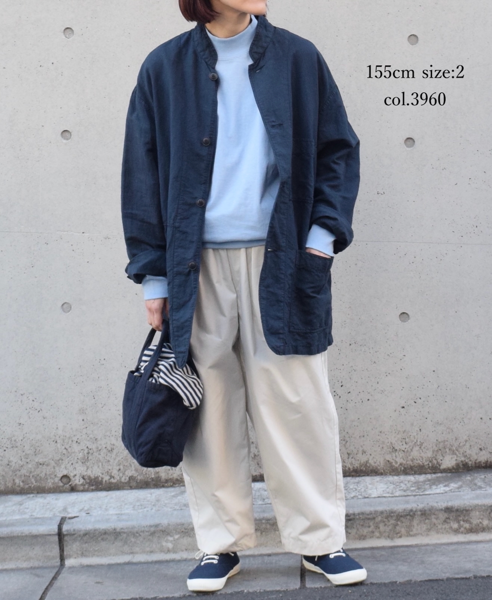 ISNAM2501D(ジャケット) COTTON LINEN OVERDYE BANDED COLLAR JACKET