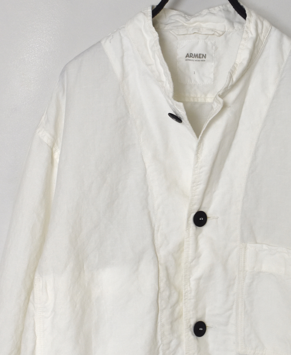 ISNAM2501D(ジャケット) COTTON LINEN OVERDYE BANDED COLLAR JACKET