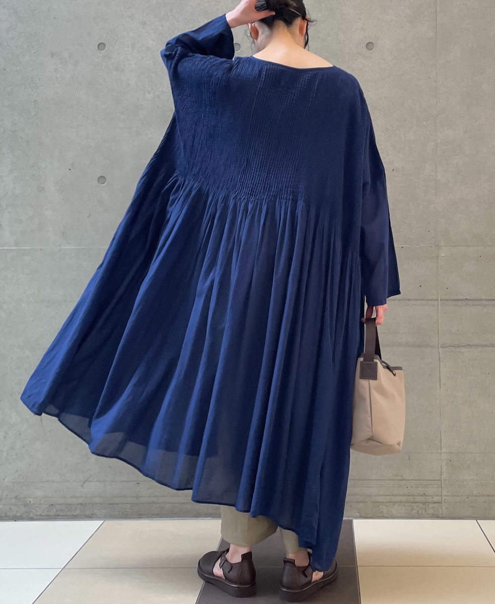 NMDS25212D(ワンピース) 80s ORGANIC STRIPE(OVERDYE) MINI PINTUCK PULLOVER DRESS