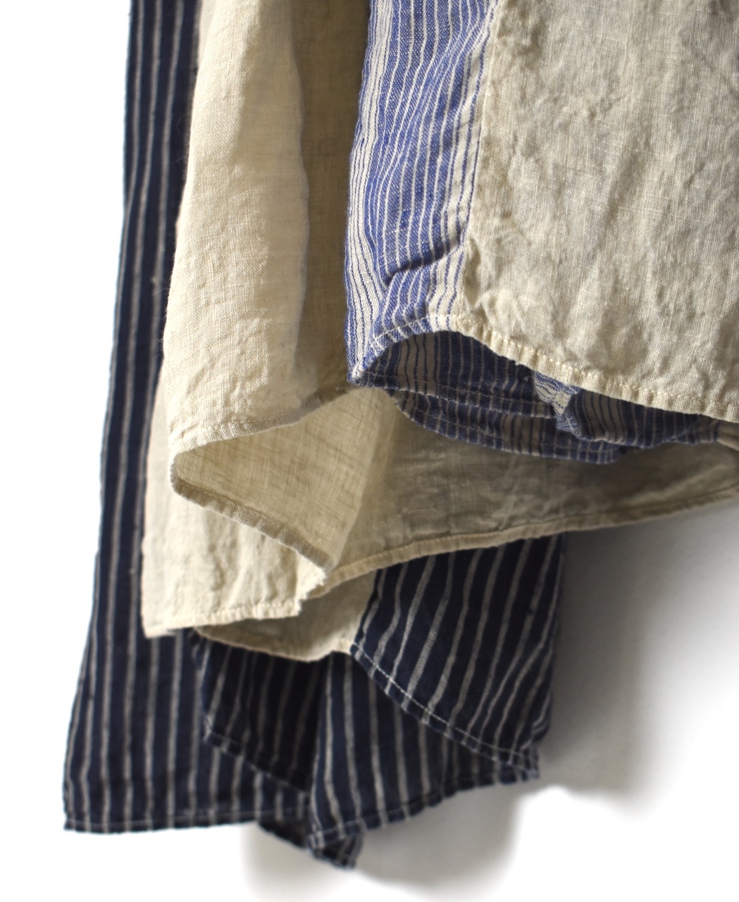 NMDS25302D(ワンピース) LINEN STRIPE PATCHWORK MINI PINTUCK DRESS