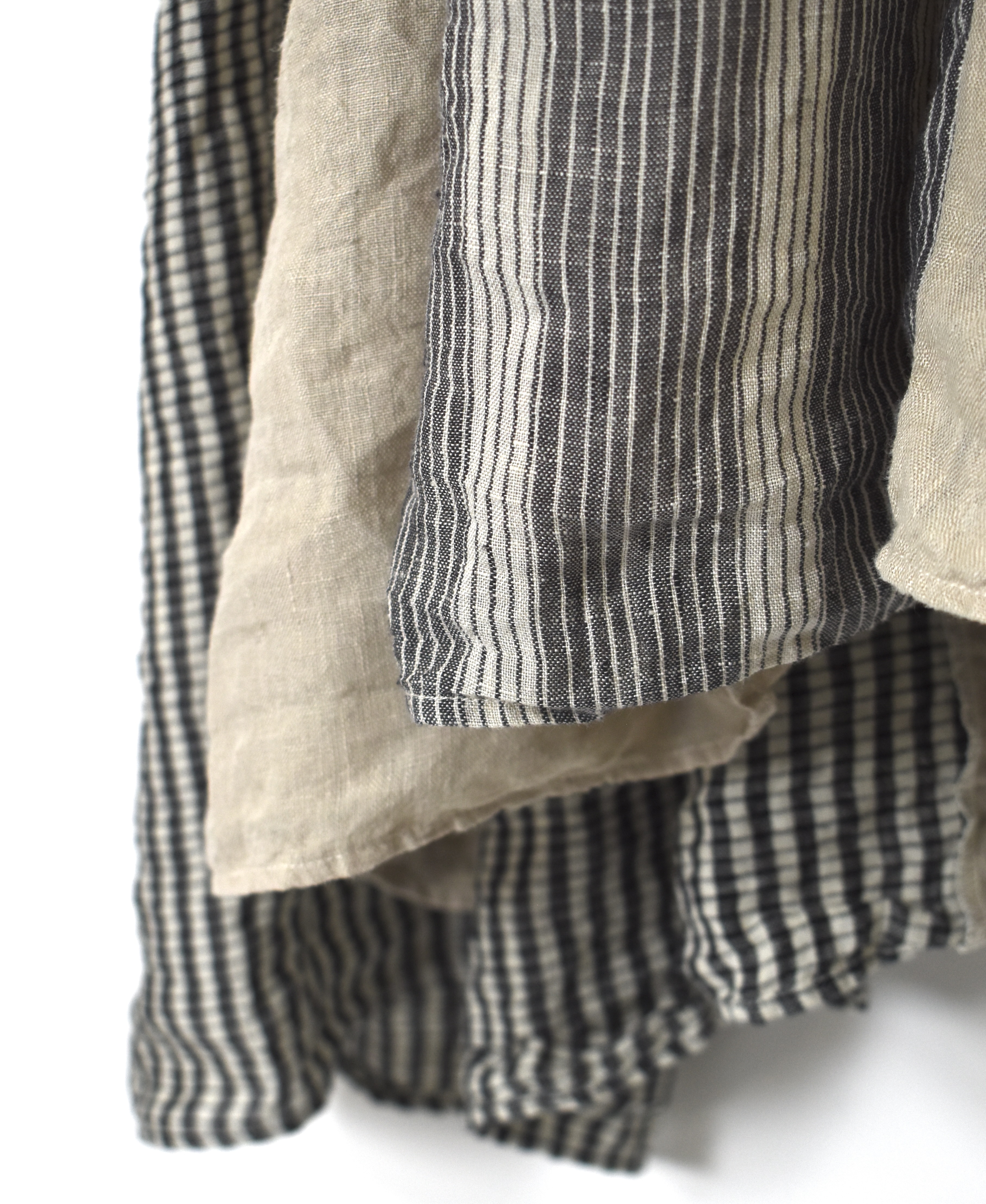 NMDS25302D(ワンピース) LINEN STRIPE PATCHWORK MINI PINTUCK DRESS