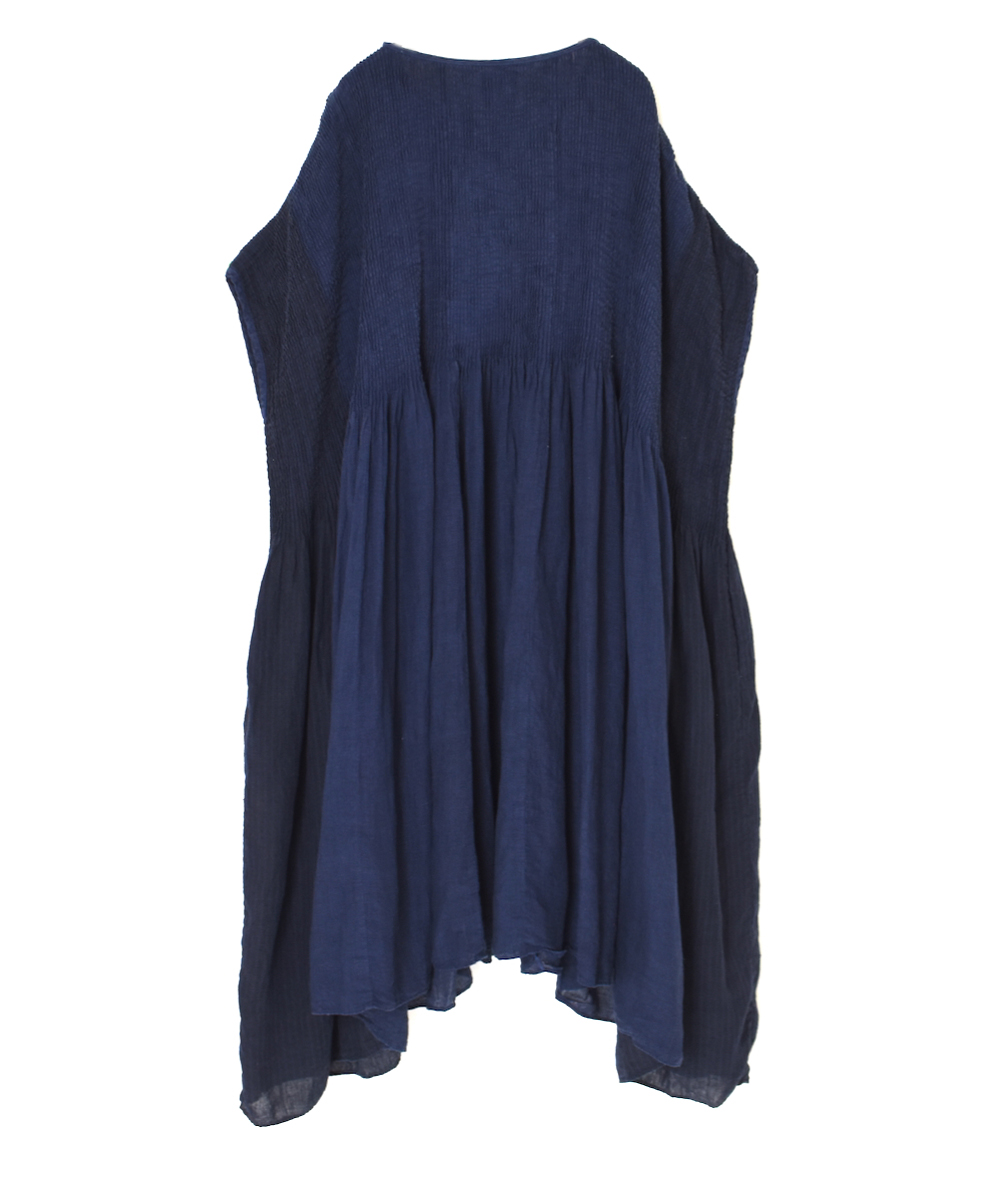 NMDS25302D(ワンピース) LINEN STRIPE PATCHWORK MINI PINTUCK DRESS