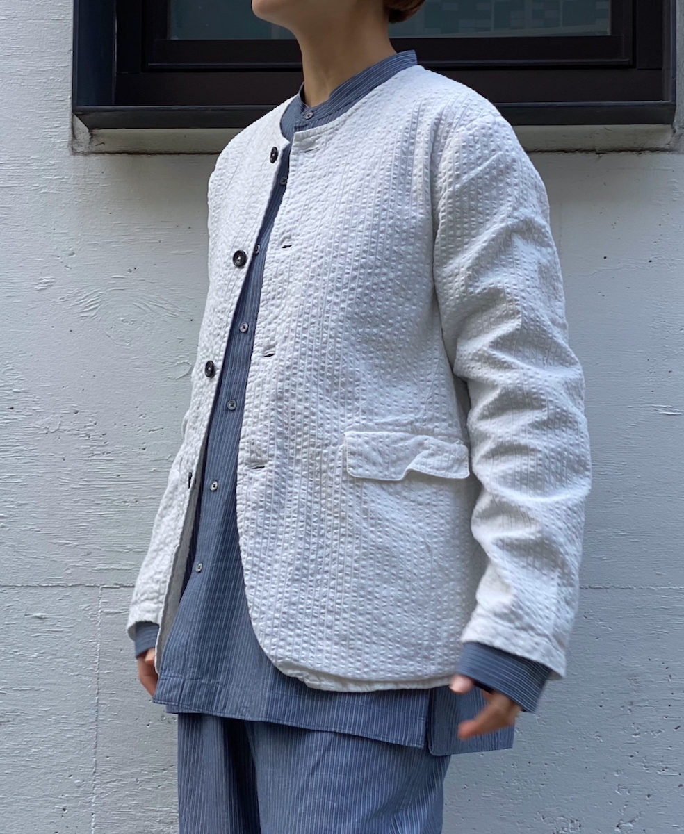 NVL2511SPD(ジャケット) SEERSUCKER PLAIN OVERDYE SIDE VENTS NO COLLAR JACKET