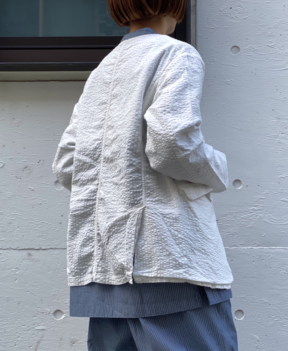 NVL2511SPD(ジャケット) SEERSUCKER PLAIN OVERDYE SIDE VENTS NO COLLAR JACKET