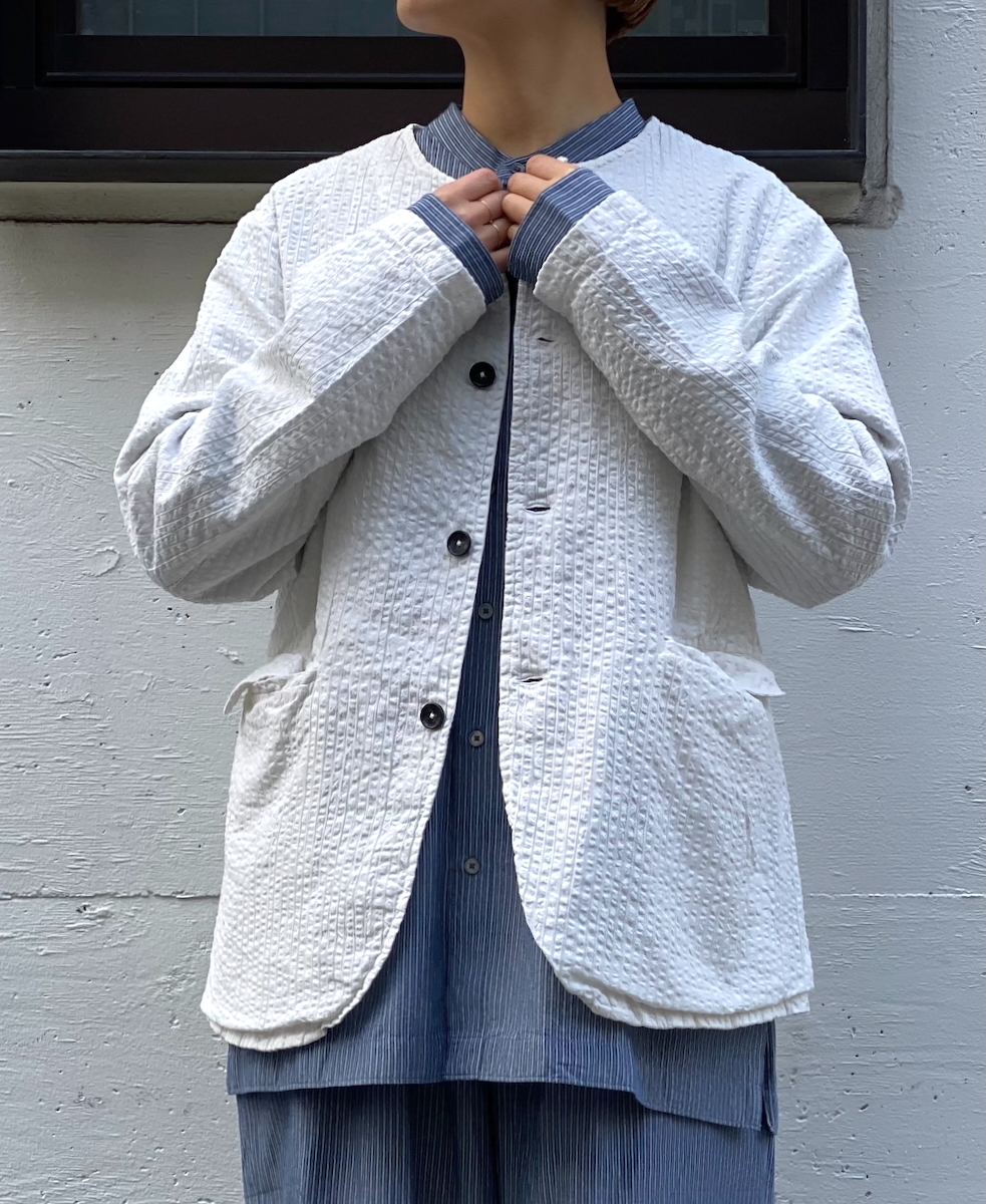 NVL2511SPD(ジャケット) SEERSUCKER PLAIN OVERDYE SIDE VENTS NO COLLAR JACKET