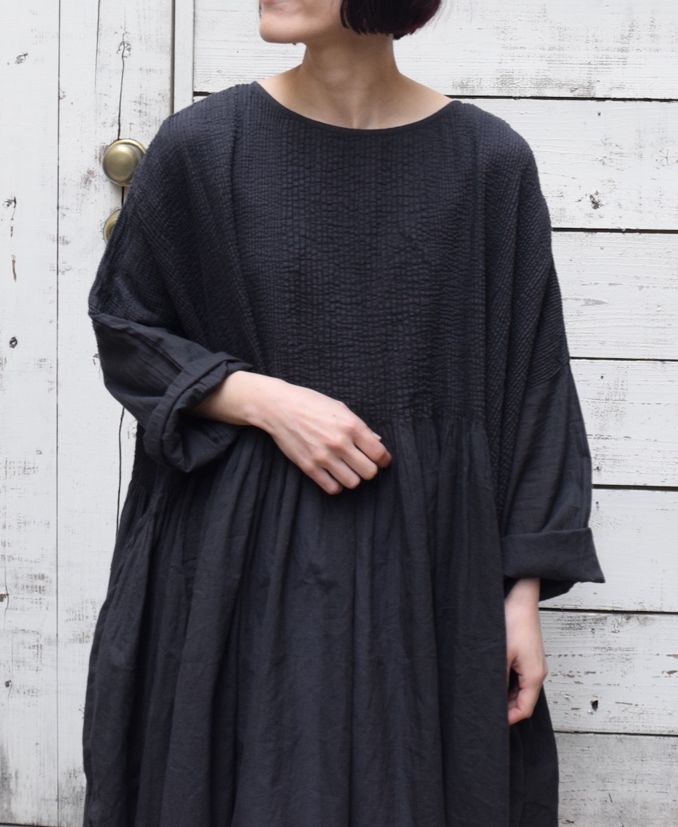 NMDS25212D(ワンピース) 80s ORGANIC STRIPE(OVERDYE) MINI PINTUCK PULLOVER DRESS