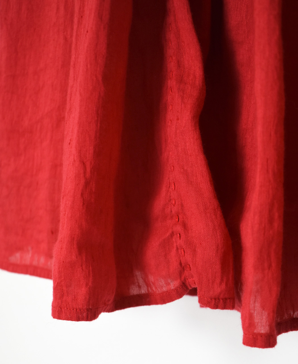 INMDS25015D(スカート) AUTO LOOM COTTON/LINEN PLAIN(OVERDYE) GATHERED SKIRT