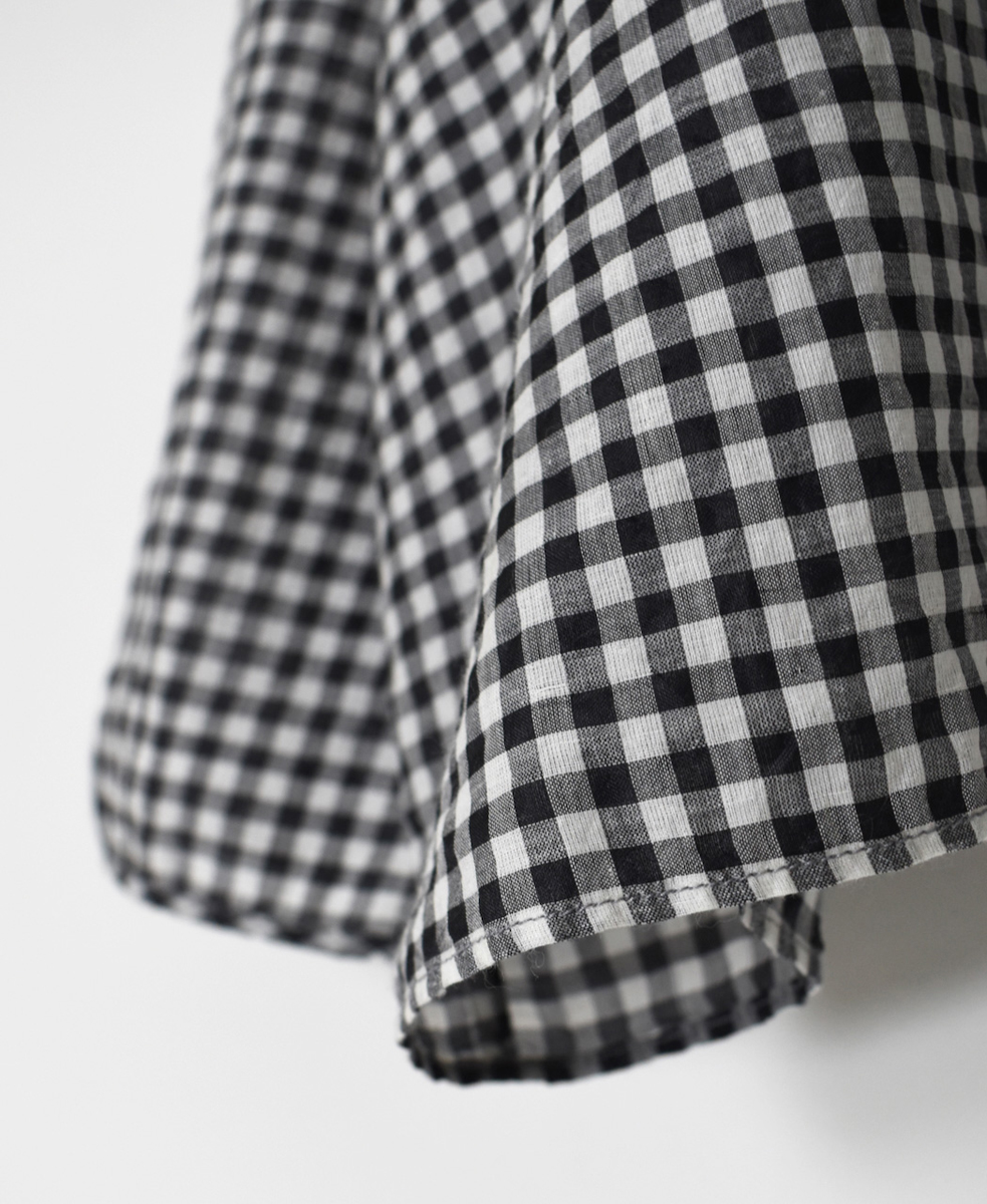 INMDS25024(ブラウス) HANDWOVEN COTTON/SILK GINGHAM CHECK DROP SHOULDER SMOCK