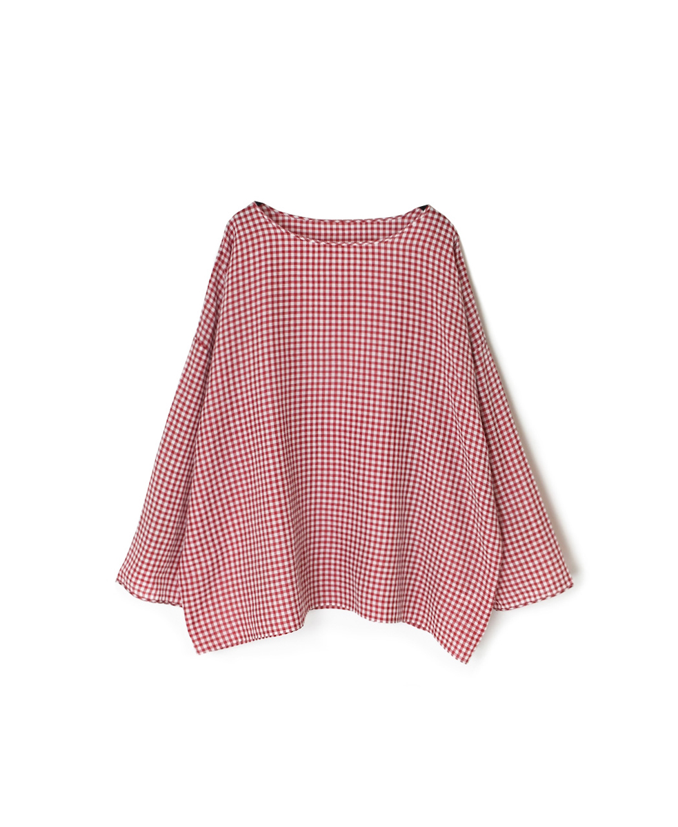INMDS25024(ブラウス) HANDWOVEN COTTON/SILK GINGHAM CHECK DROP SHOULDER SMOCK