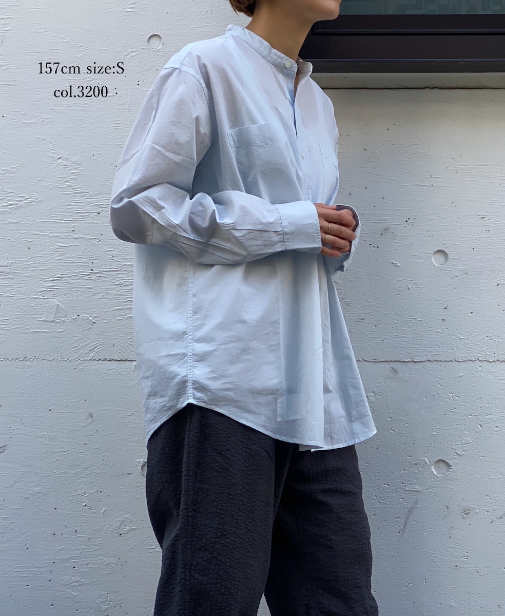 NVL2531CB(シャツ) 60s ORGANIC CAMBRIC BANDED COLLAR L/SL OVERSIZED SHIRT