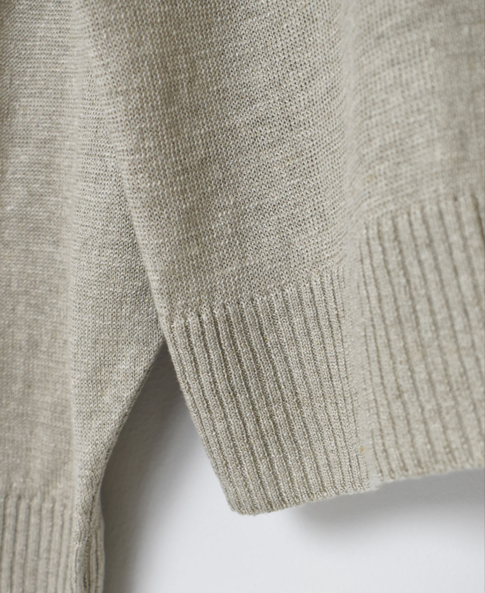 GNSL23302 (ニット) 12GG 1PLY LINEN PLAIN V-NECK 1 BUTTON CARDIGAN