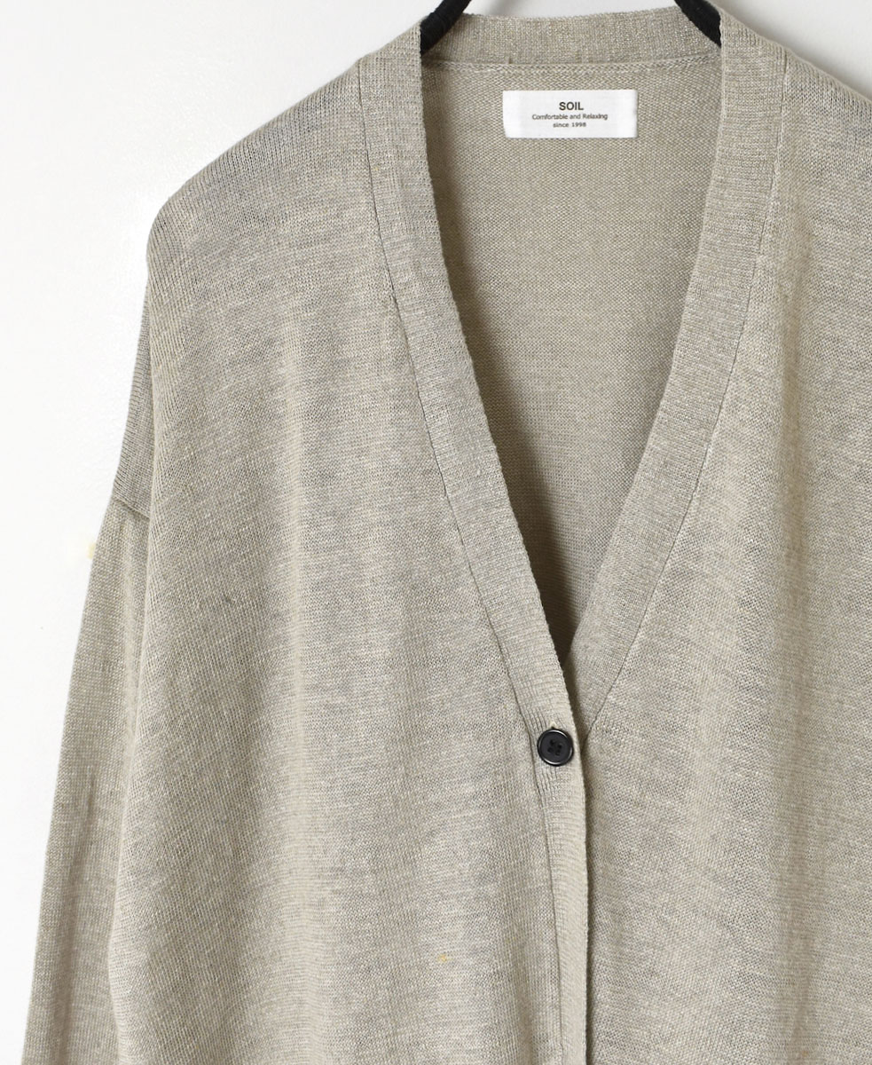 GNSL23302 (ニット) 12GG 1PLY LINEN PLAIN V-NECK 1 BUTTON CARDIGAN
