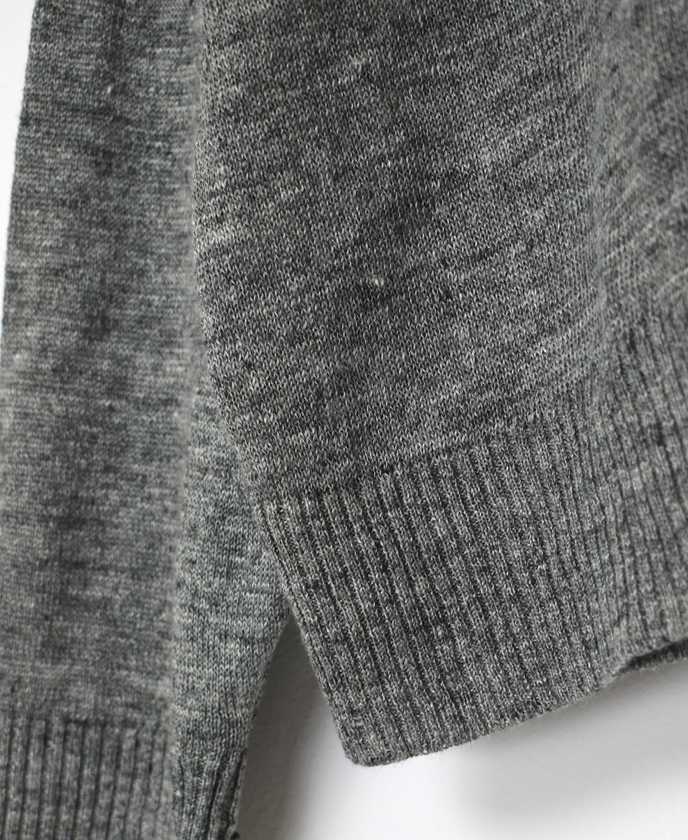 GNSL23302 (ニット) 12GG 1PLY LINEN PLAIN V-NECK 1 BUTTON CARDIGAN