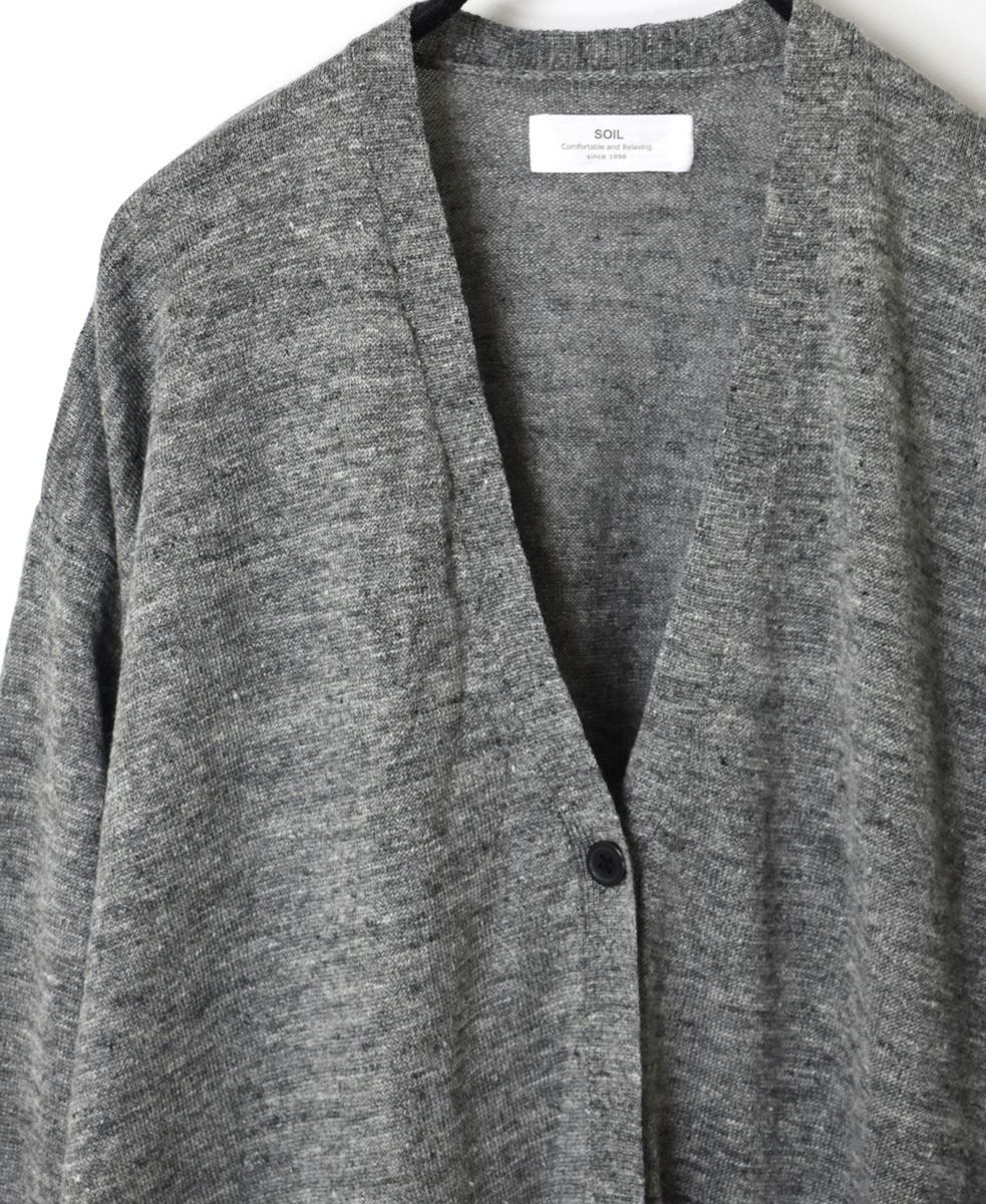 GNSL23302 (ニット) 12GG 1PLY LINEN PLAIN V-NECK 1 BUTTON CARDIGAN