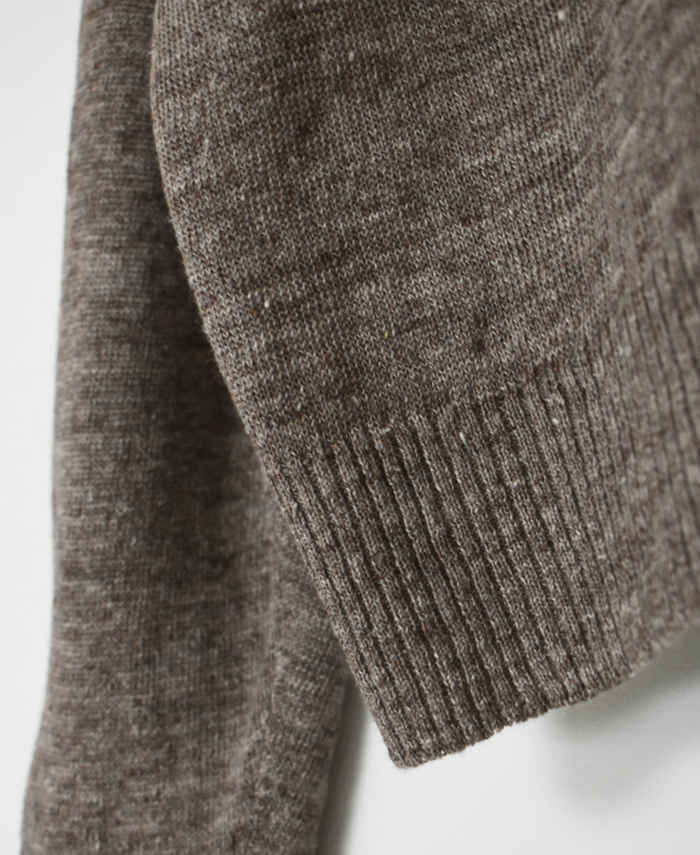 GNSL23302 (ニット) 12GG 1PLY LINEN PLAIN V-NECK 1 BUTTON CARDIGAN