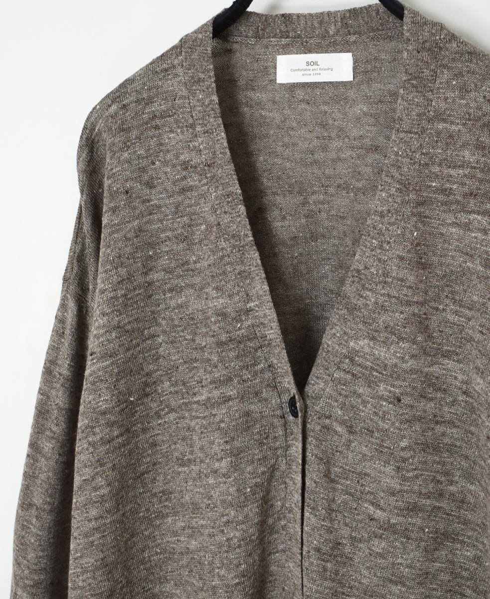 GNSL23302 (ニット) 12GG 1PLY LINEN PLAIN V-NECK 1 BUTTON CARDIGAN