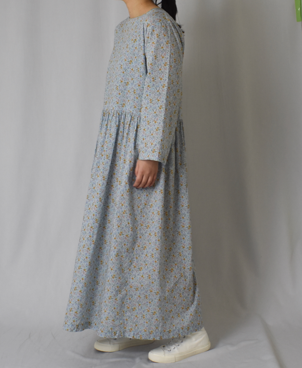 INAM2514FD(ワンピース) COTTON FLOWER PRINT BOAT NECK L/SL ONE-PIECE