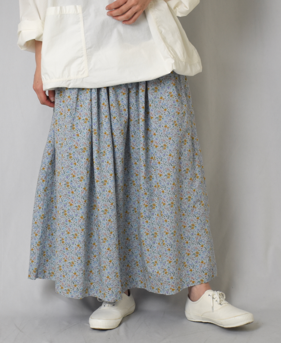 INAM2515FD(スカート) COTTON FLOWER PRINT GATHERED EASY SKIRT WITH LINING