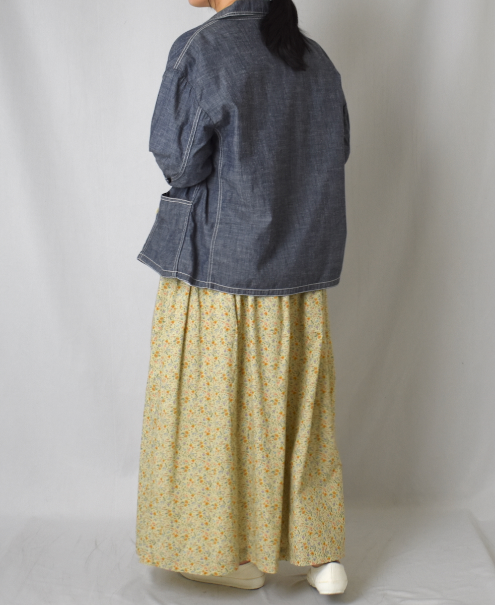 INAM2515FD(スカート) COTTON FLOWER PRINT GATHERED EASY SKIRT WITH LINING