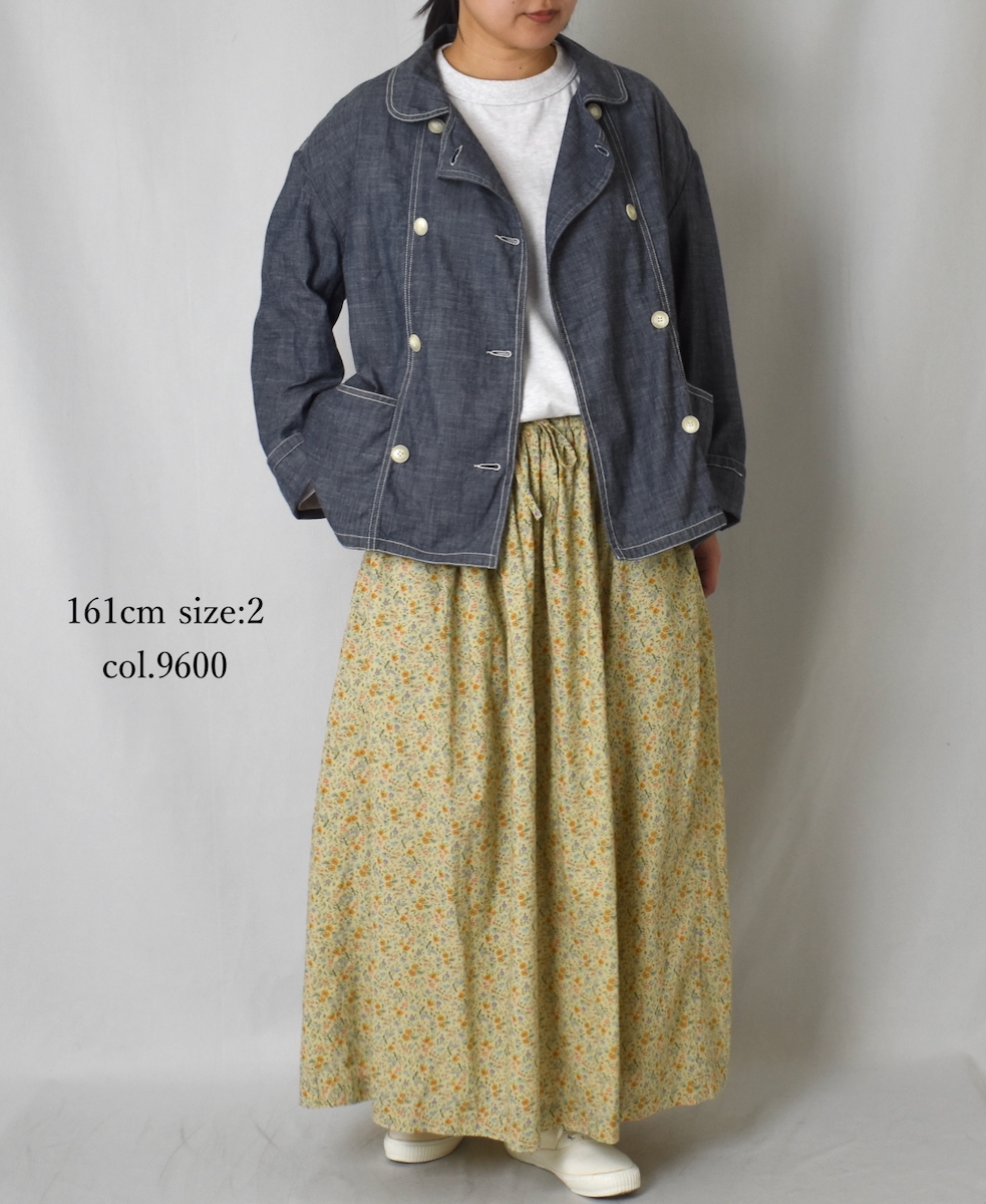 INAM2515FD(スカート) COTTON FLOWER PRINT GATHERED EASY SKIRT WITH LINING