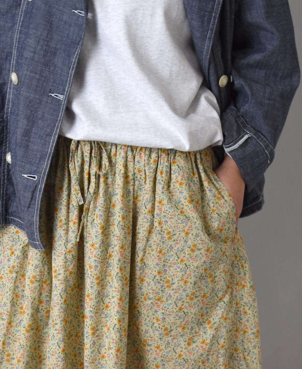 INAM2515FD(スカート) COTTON FLOWER PRINT GATHERED EASY SKIRT WITH LINING