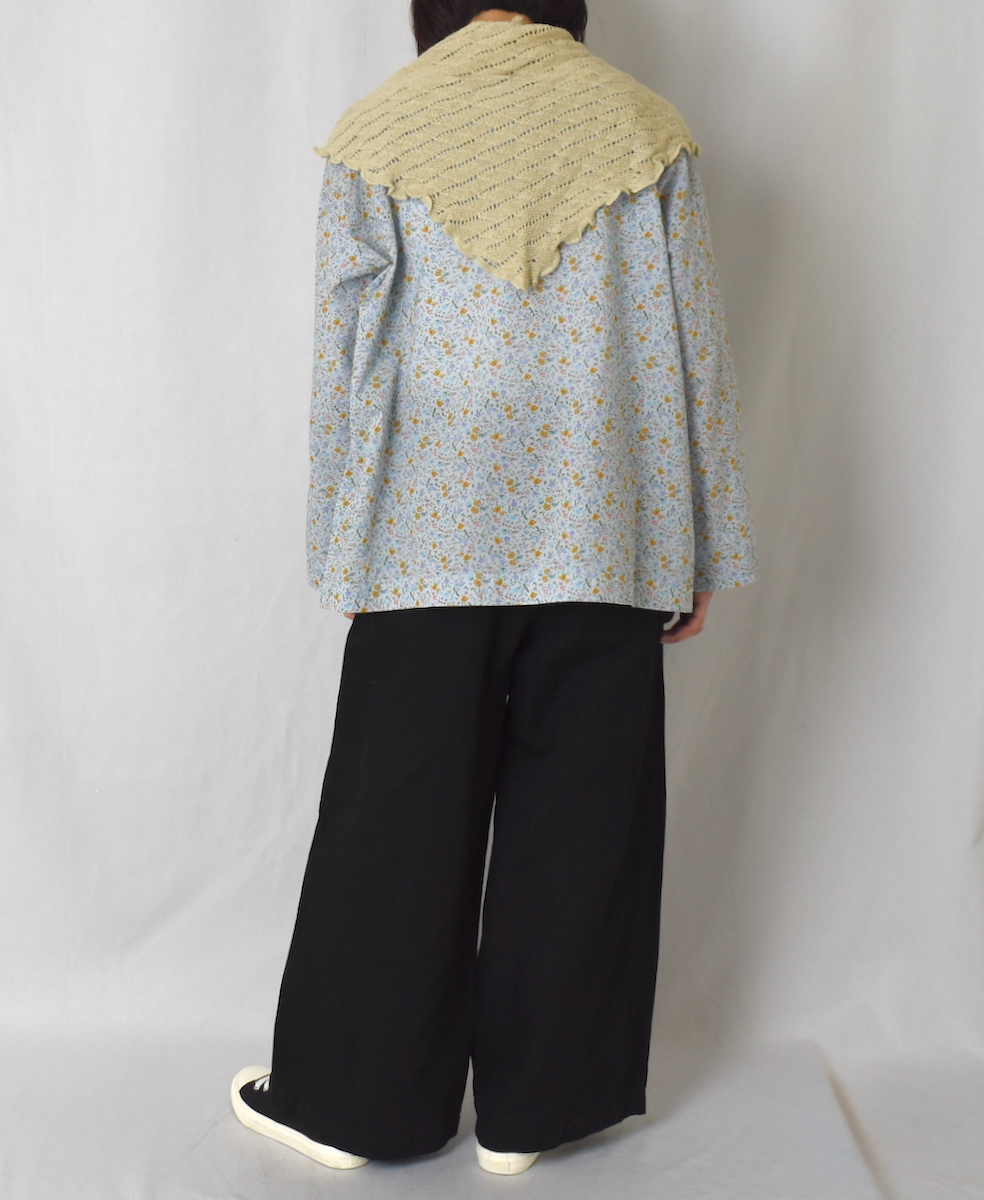 INAM2513FD(スモック) COTTON FLOWER PRINT UTILITY BOAT NECK SMOCK