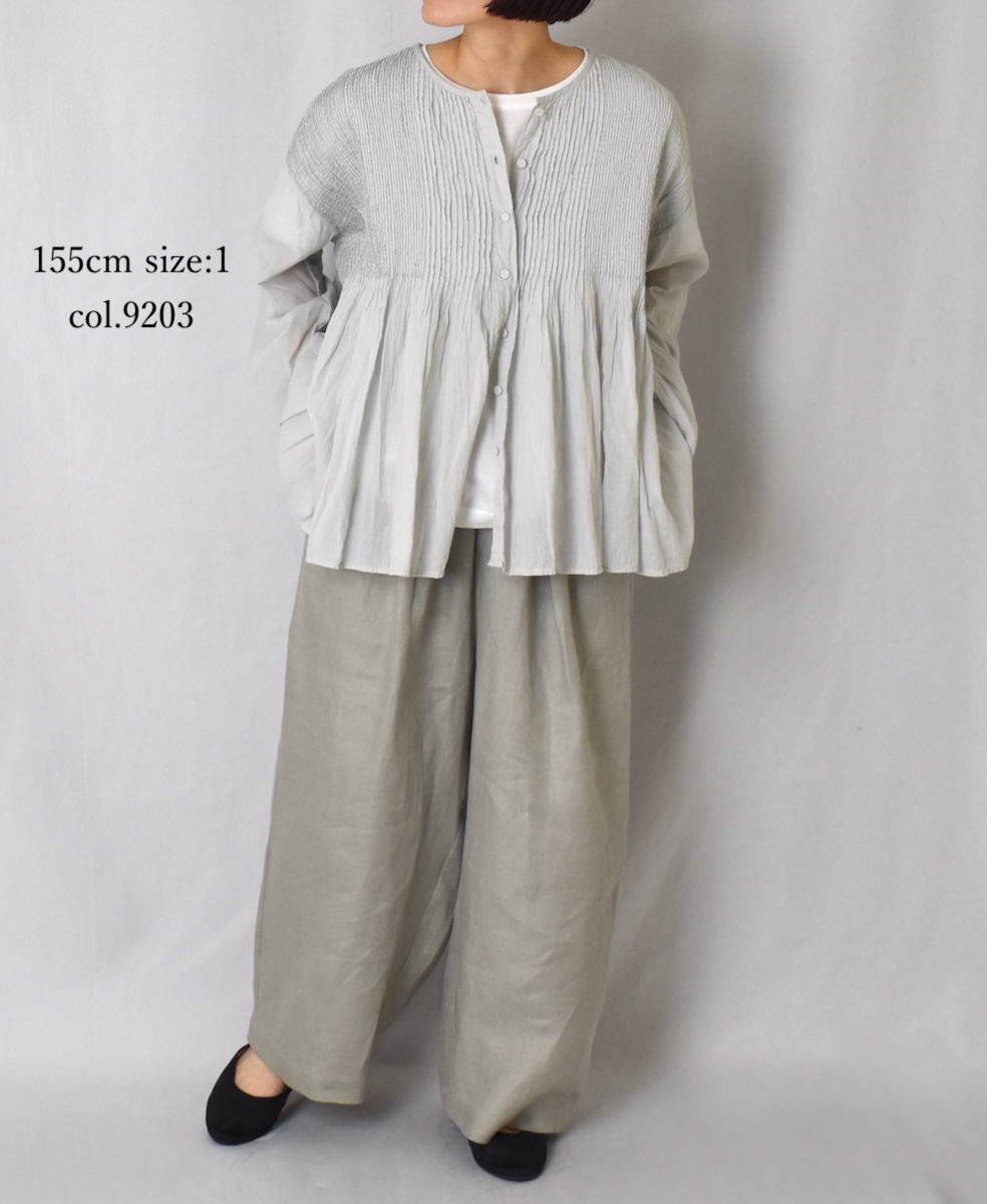 NMDS25213D(シャツ) 80s ORGANIC STRIPE(OVERDYE) CREW-NECK BUTTON SHIRT WITH MINI PINTUCK