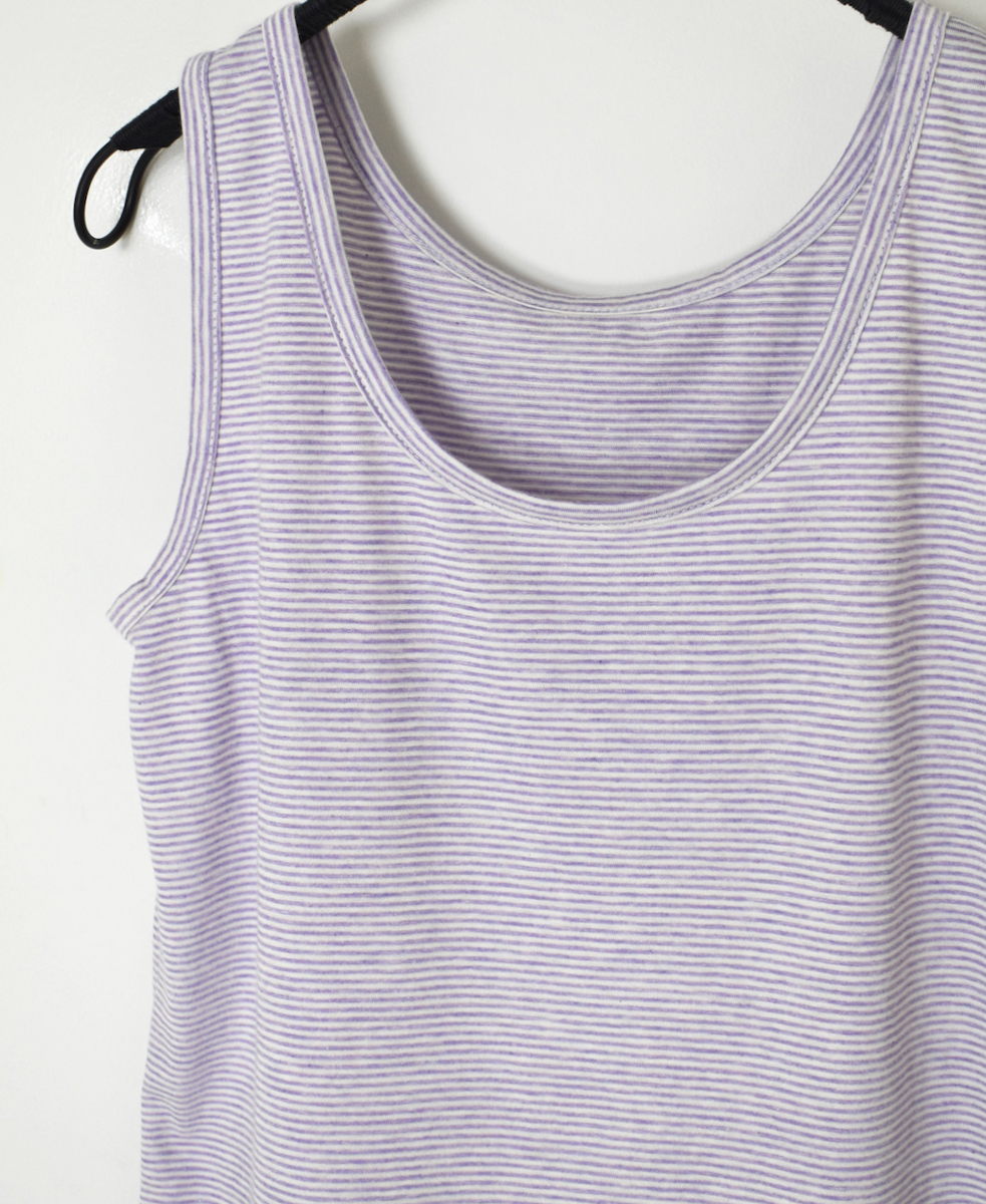GNMDS24012(ノースリーブ) 40/1SZ SINGLE JERSEY STRIPE U-NECK 2WAY TANK TOP