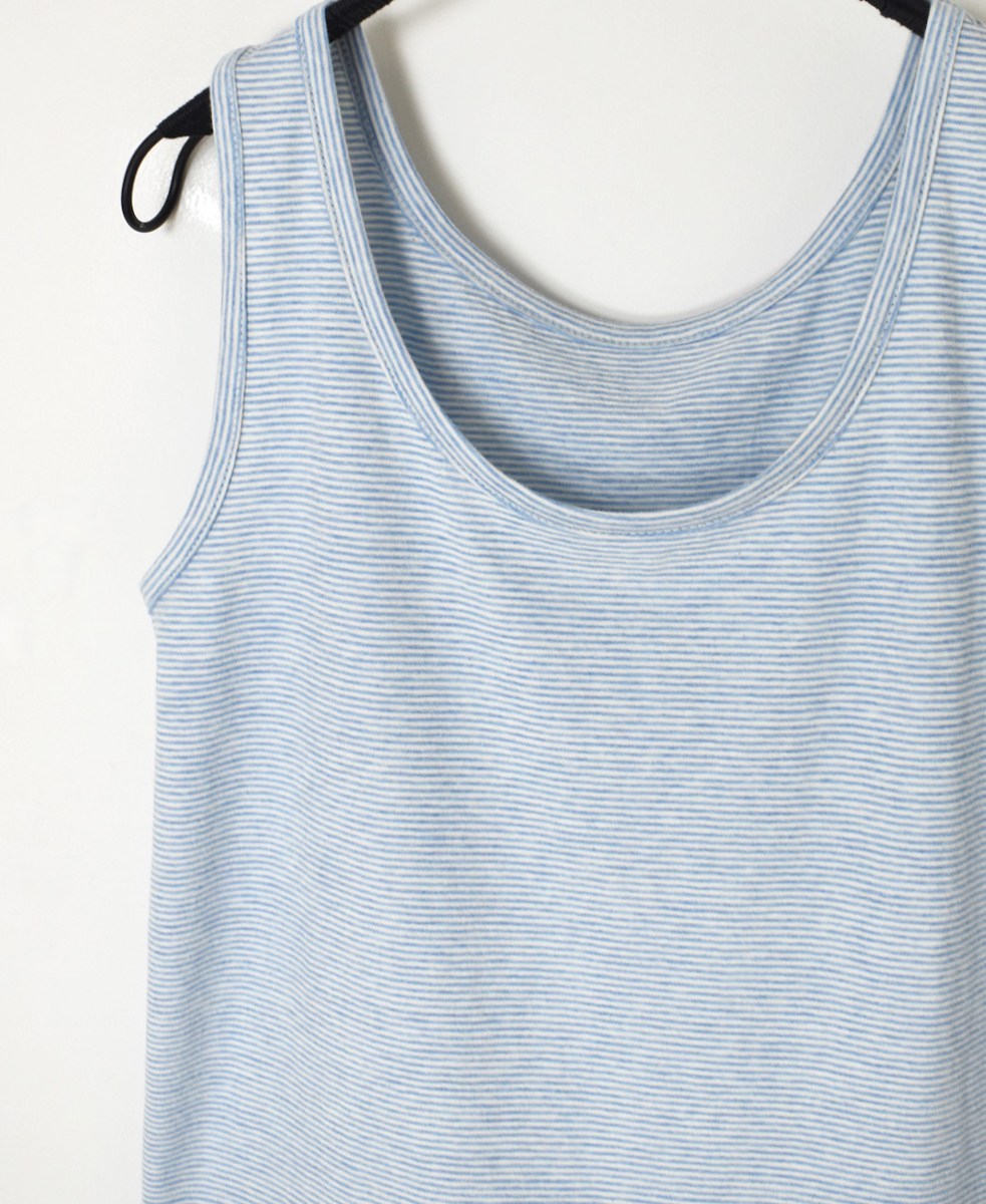 GNMDS24012(ノースリーブ) 40/1SZ SINGLE JERSEY STRIPE U-NECK 2WAY TANK TOP