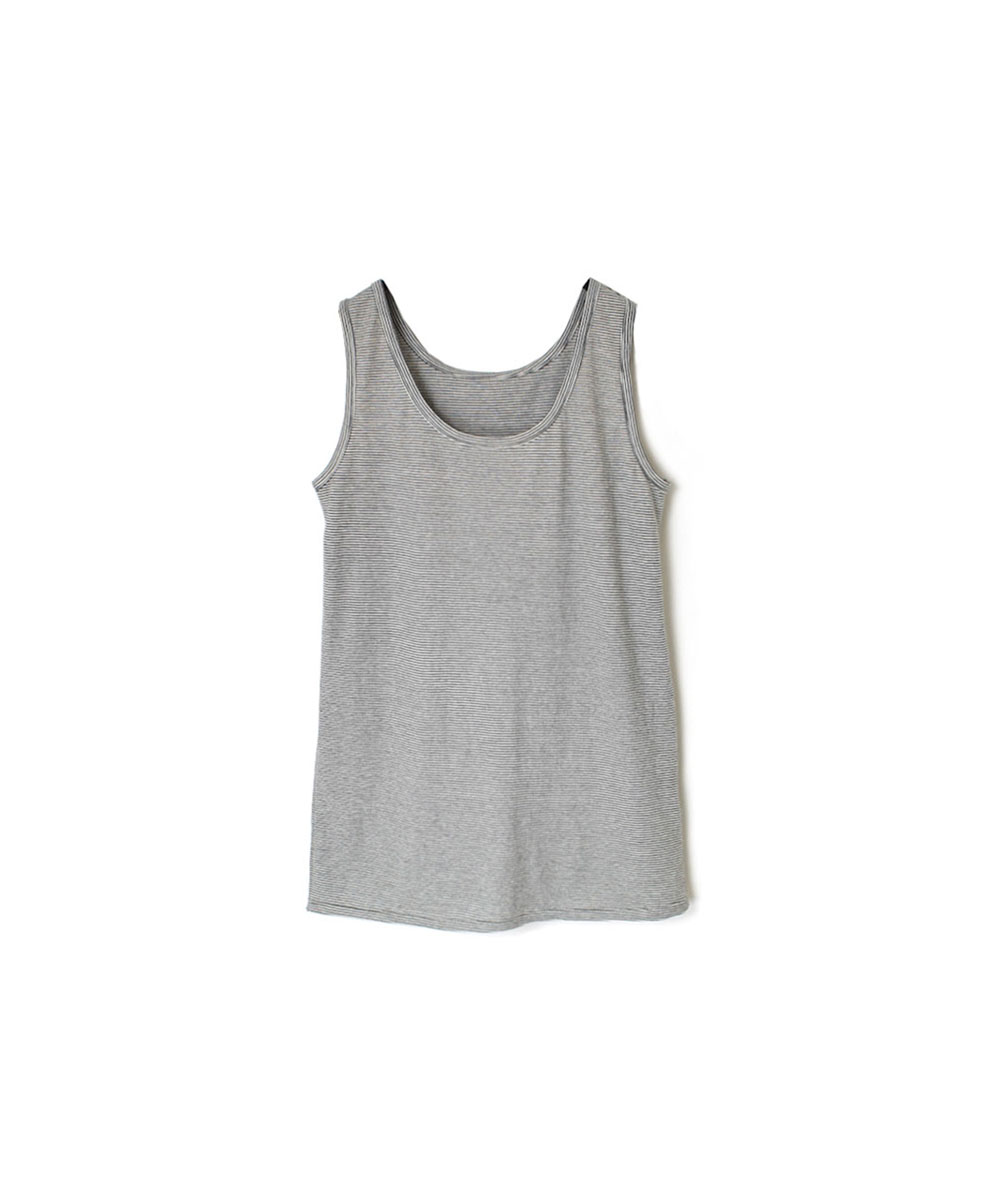 GNMDS24012(ノースリーブ) 40/1SZ SINGLE JERSEY STRIPE U-NECK 2WAY TANK TOP