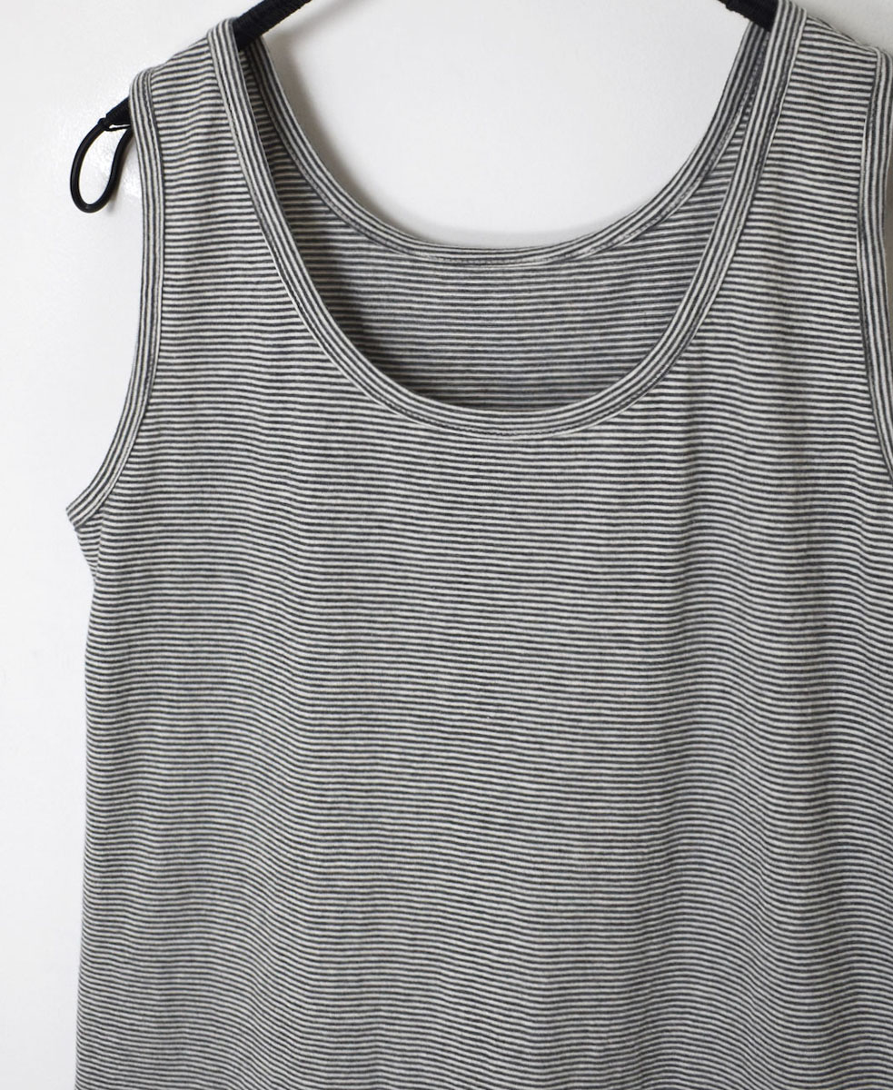 GNMDS24012(ノースリーブ) 40/1SZ SINGLE JERSEY STRIPE U-NECK 2WAY TANK TOP