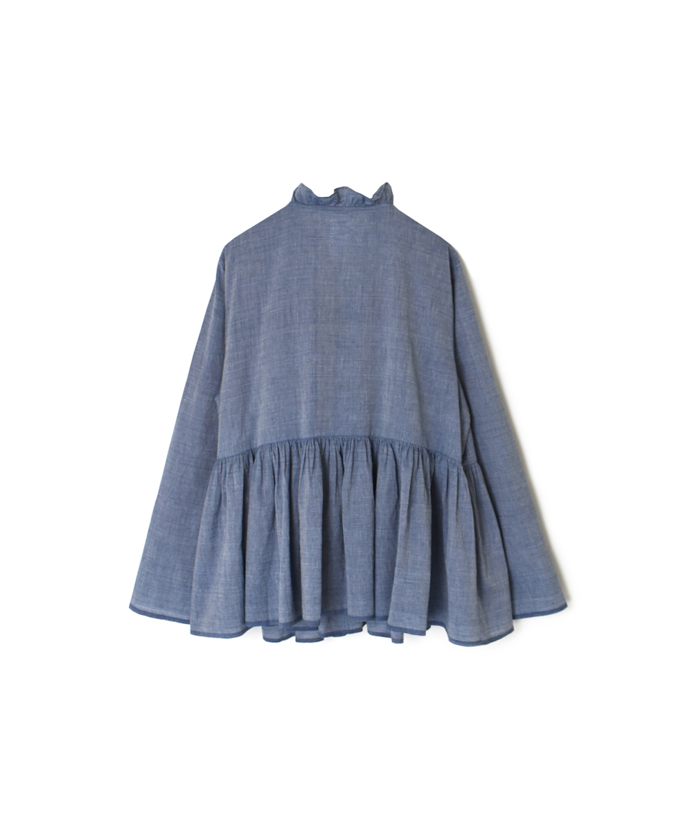 INMDS25065(シャツ) HANDWOVEN YARN DYE NATURAL INDIGO CHAMBRAY FRILL CACHE COEUR