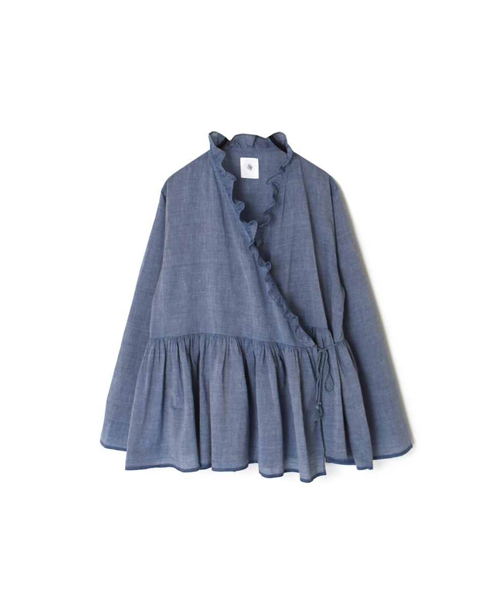 INMDS25065(シャツ) HANDWOVEN YARN DYE NATURAL INDIGO CHAMBRAY FRILL CACHE COEUR