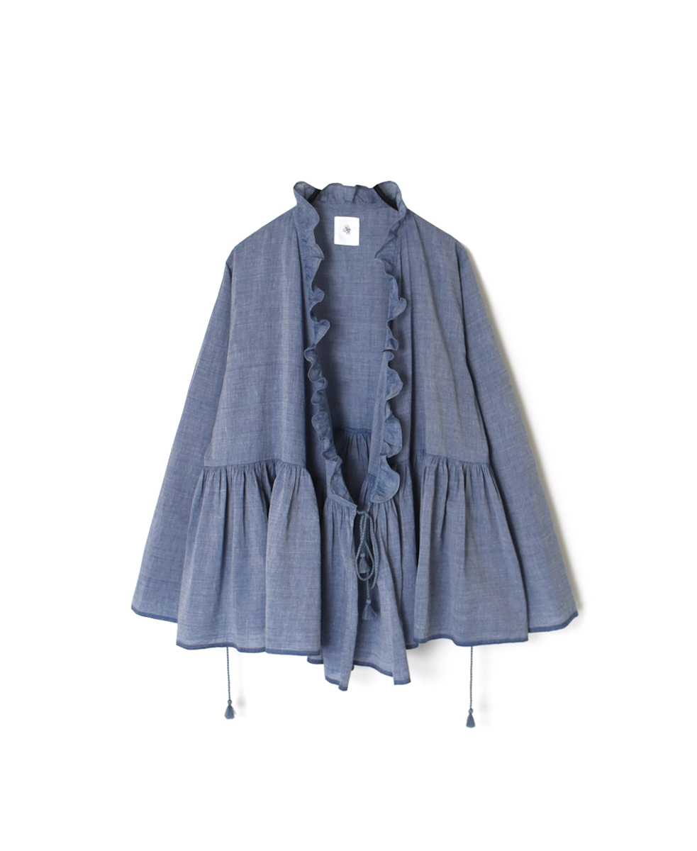 INMDS25065(シャツ) HANDWOVEN YARN DYE NATURAL INDIGO CHAMBRAY FRILL CACHE COEUR