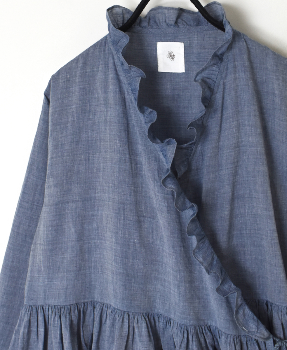 INMDS25065(シャツ) HANDWOVEN YARN DYE NATURAL INDIGO CHAMBRAY FRILL CACHE COEUR