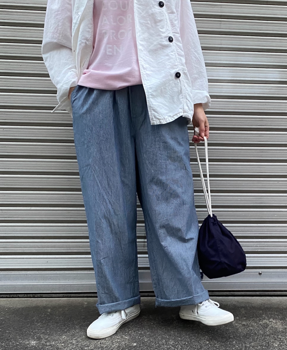 NVL2523(パンツ) POPLIN STRIPE EASY PANTS